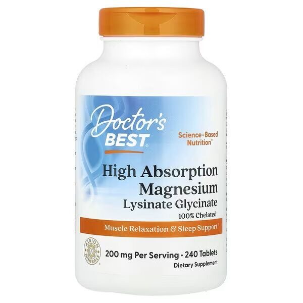 Doctor's Best, High Absorption Magnesium, 200 mg, 240 Tablets 